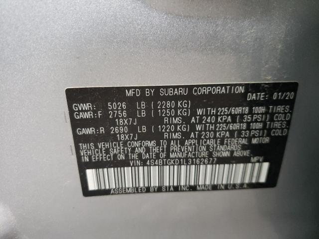 2020 SUBARU OUTBACK ON 4S4BTGKD1L3162677