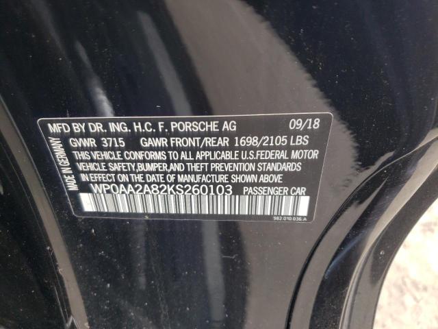 2019 PORSCHE CAYMAN BAS WP0AA2A82KS260103