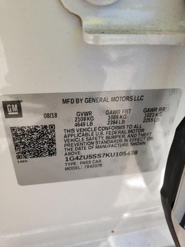 2019 BUICK LACROSSE A 1G4ZU5SS7KU105438