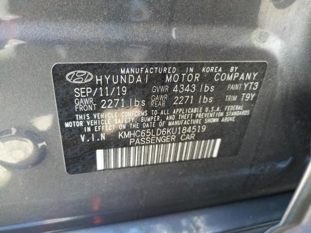 2019 HYUNDAI IONIQ KMHC65LD6KU184519