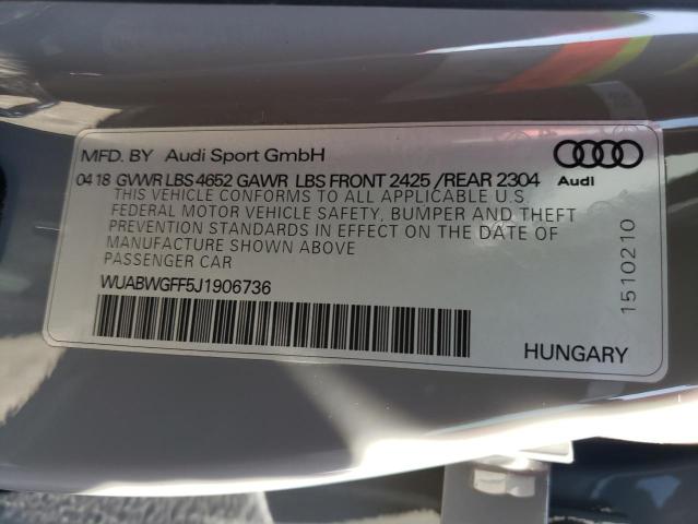 2018 AUDI RS3 WUABWGFF5J1906736