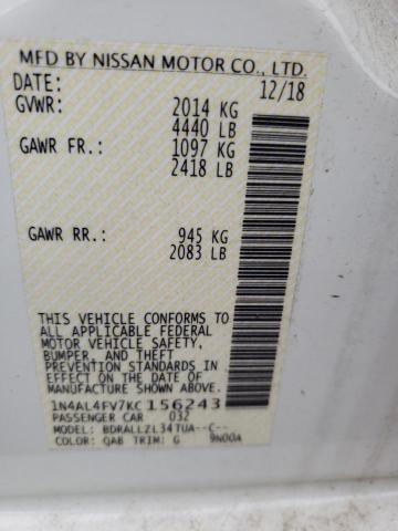 2019 NISSAN ALTIMA EDI 1N4AL4FV7KC156243