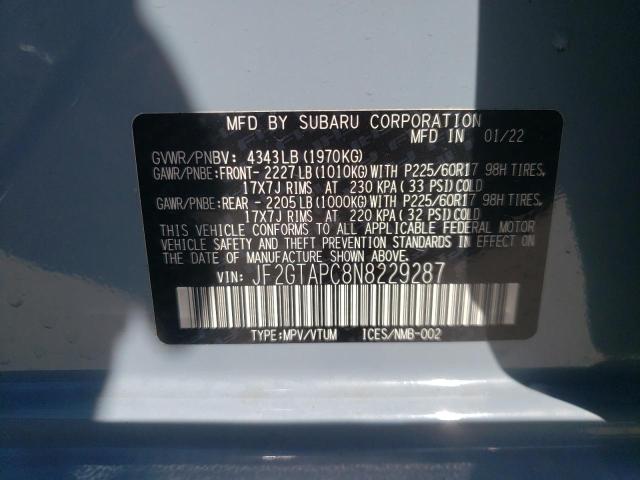 Auction sale of the 2022 SUBARU CROSSTREK , vin: JF2GTAPC8N8229287, lot number: 48954382