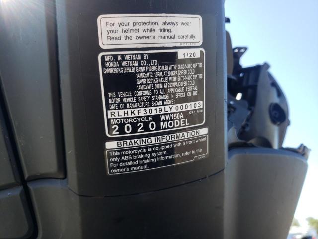 2020 HONDA WW150 A RLHKF3019LY000103