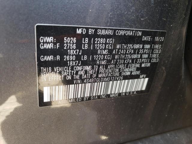2021 SUBARU OUTBACK ON 4S4BTGLDXM3127426