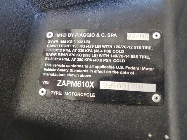 2009 PIAGGIO MP3 500 ZAPM610X995001701
