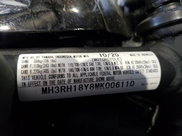 2021 YAMAHA YZFR3 A MH3RH18Y8MK006110