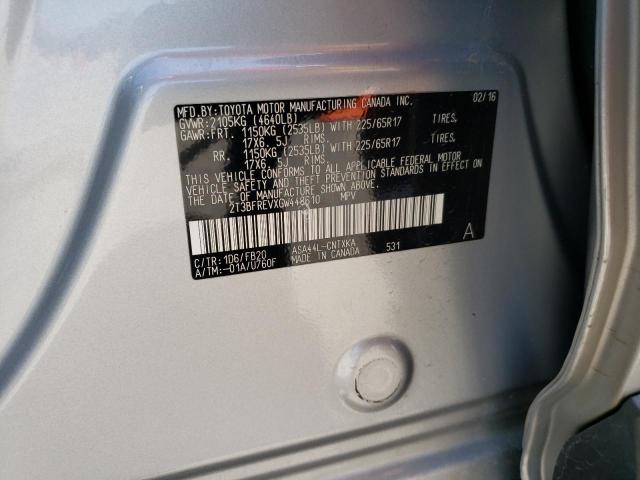 2016 TOYOTA RAV 4 2T3BFREVXGW448610
