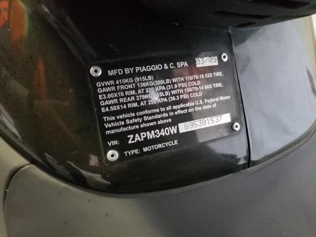 2009 PIAGGIO SCOOTER ZAPM340W895301537