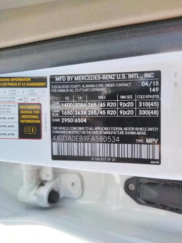 2015 MERCEDES-BENZ ML 250 BLU 4JGDA0EB9FA580534