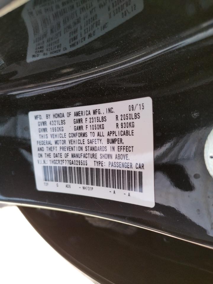 1HGCR2F77GA029505 HONDA ACCORD 2016