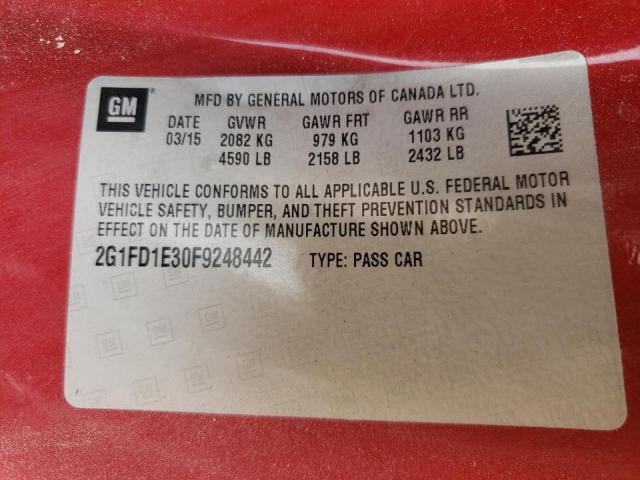 2015 CHEVROLET CAMERO - 2G1FD1E30F9248442
