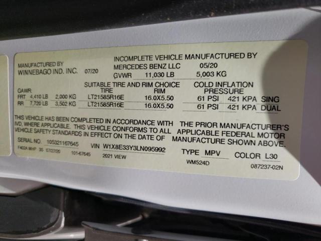 2020 MERCEDES-BENZ SPRINTER 3 W1X8E33Y3LN095992