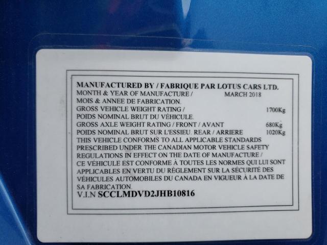 2018 LOTUS EVORA SCCLMDVD2JHB10816