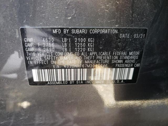 2021 SUBARU LEGACY PRE 4S3BWAF67M3017746