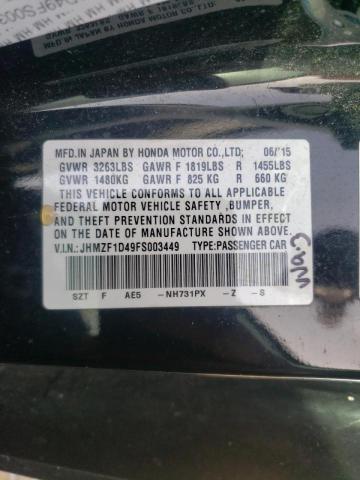 2015 HONDA CR-Z JHMZF1D49FS003449