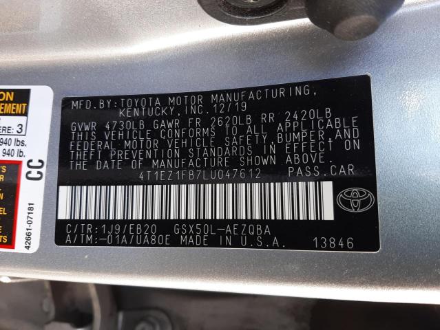 2020 TOYOTA AVALON XSE 4T1EZ1FB7LU047612