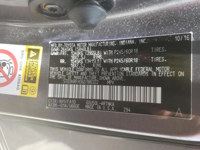 2016 TOYOTA HILANDR LE 5TDZKRFH3GS186322