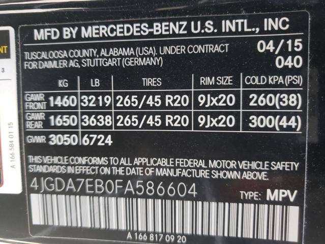 2015 MERCEDES-BENZ ML 63 AMG 4JGDA7EB0FA586604