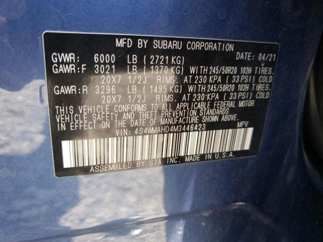2021 SUBARU ASCENT PRE 4S4WMAHD4M3446423