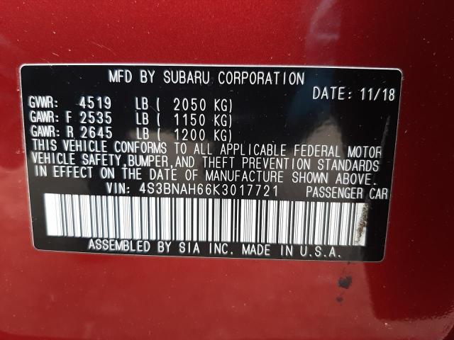 2019 SUBARU LEGACY 4S3BNAH66K3017721