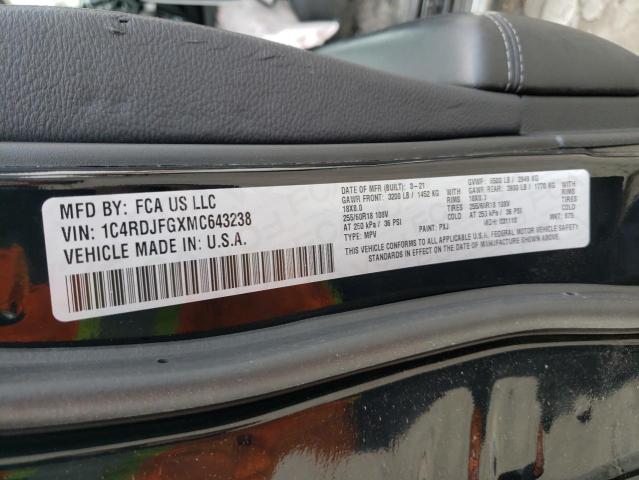 2021 DODGE DURANGO PU 1C4RDJFGXMC643238