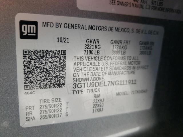 2022 GMC SIERRA LIM 3GTU9DEL7NG111911