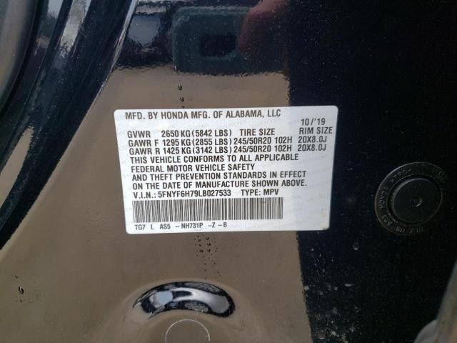 2020 HONDA PILOT BLAC 5FNYF6H79LB027533