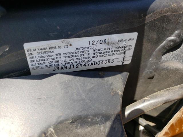 2007 YAMAHA YZFR6 L JYARJ12Y47A004095