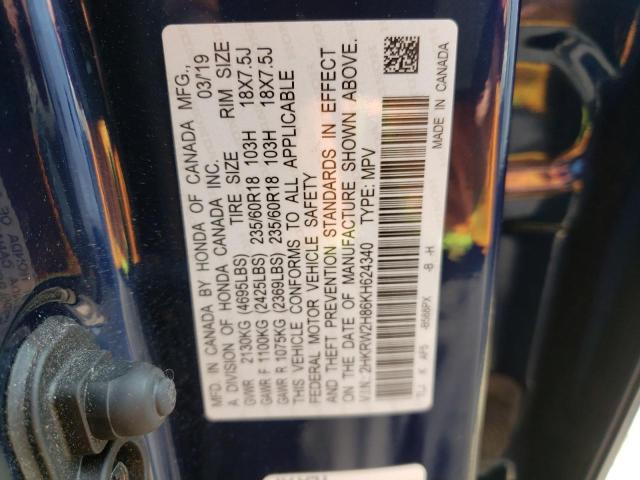 2019 HONDA CRV 2HKRW2H86KH624340