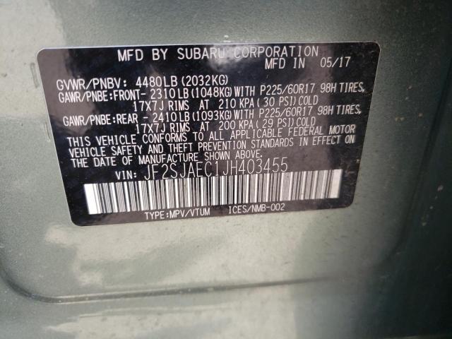 2018 SUBARU 1600 JF2SJAEC1JH403455
