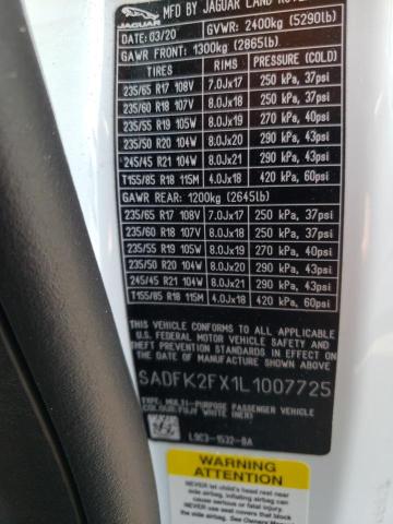 2020 JAGUAR E-PACE SADFK2FX1L1007725