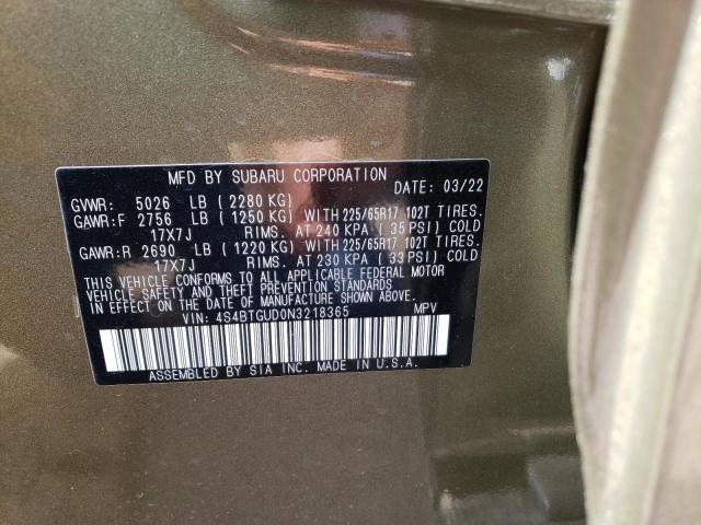 2022 SUBARU OUTBACK WI 4S4BTGUD0N3218365