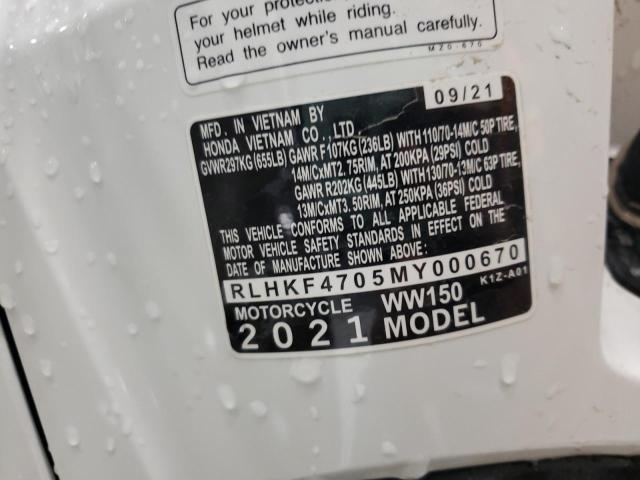 2021 HONDA WW150 RLHKF4705MY000670