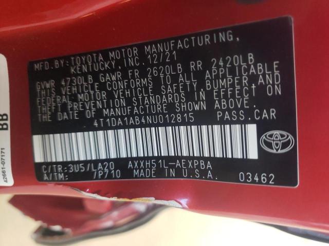 2022 TOYOTA AVALON LIM 4T1DA1AB4NU012815