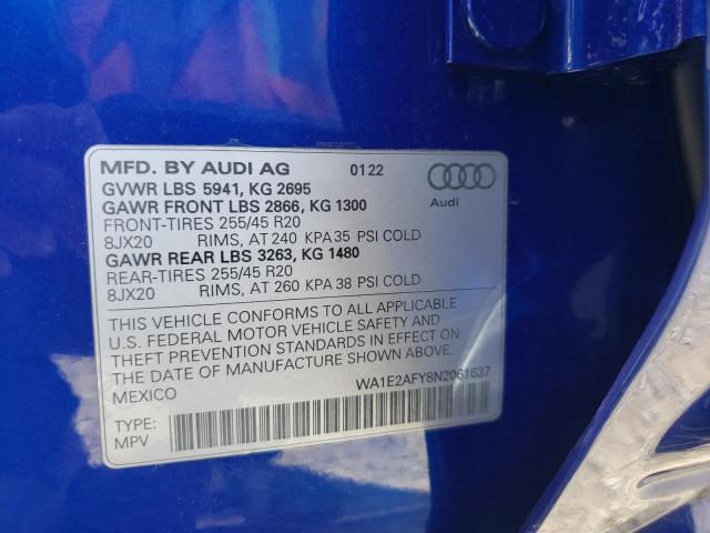 2022 AUDI Q5 E PREMI WA1E2AFY8N2061637