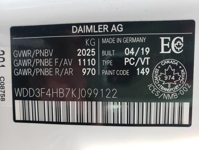 2019 MERCEDES-BENZ A 250 4MAT WDD3F4HB7KJ099122