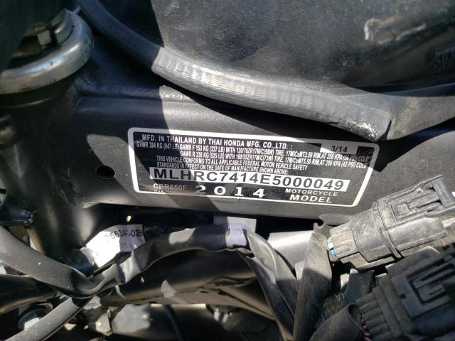 2014 HONDA CBR650 F MLHRC7414E5000049
