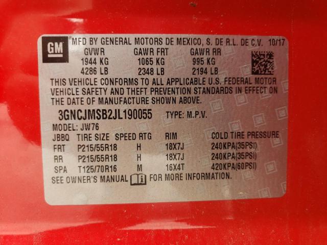 2018 CHEVROLET TRAX PREMI 3GNCJMSB2JL190055