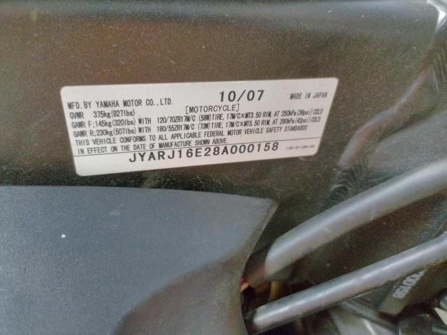 2008 YAMAHA YZFR6 JYARJ16E28A000158