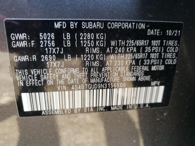 2022 SUBARU OUTBACK WI 4S4BTGUD9N3156500