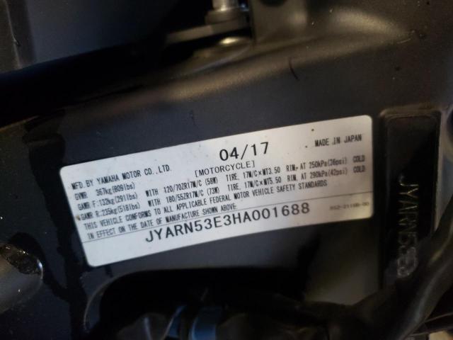 2017 YAMAHA FZ09 JYARN53E3HA001688