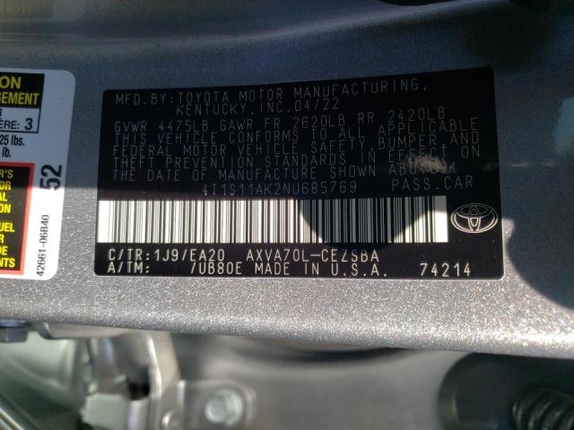 2022 TOYOTA CAMRY NIGH 4T1S11AK2NU685769