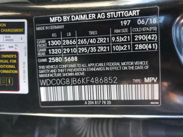 2019 MERCEDES-BENZ GLC 63 4MA WDC0G8JB6KF486852