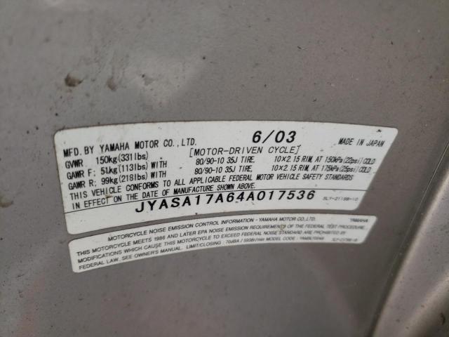 2004 YAMAHA YJ50 JYASA17A64A017536