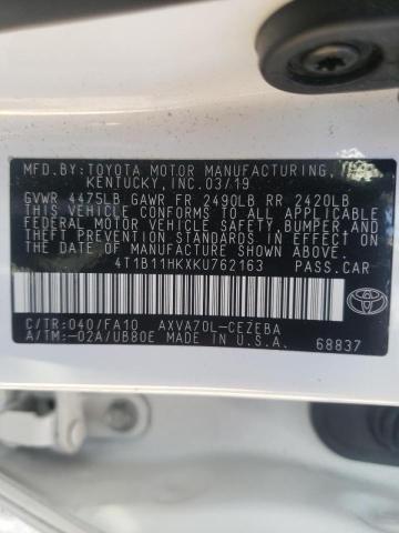 2019 TOYOTA CAMRY L/LE 4T1B11HKXKU762163