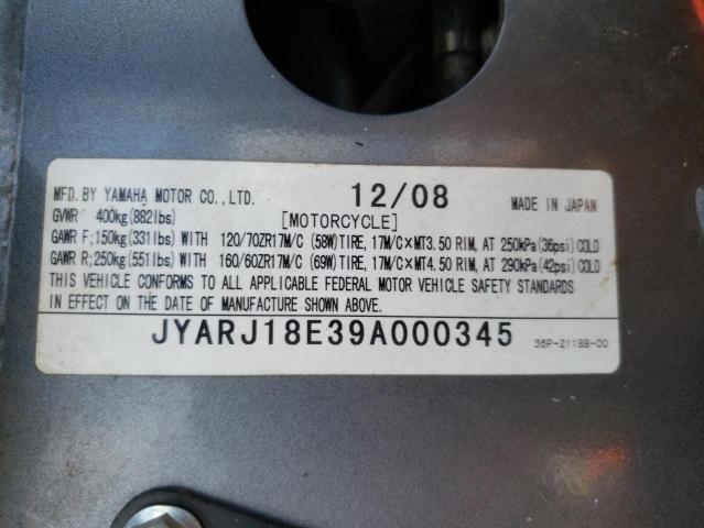 2009 YAMAHA FZ6 R JYARJ18E39A000345