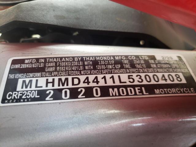 2020 HONDA CRF250 L MLHMD4411L5300408