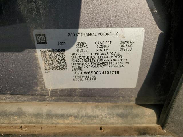 2022 CHEVROLET BOLT EV 1L 1G1FW6S00N4101718