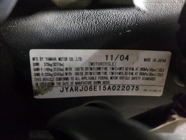 2005 YAMAHA YZFR6 L JYARJ06E15A022075